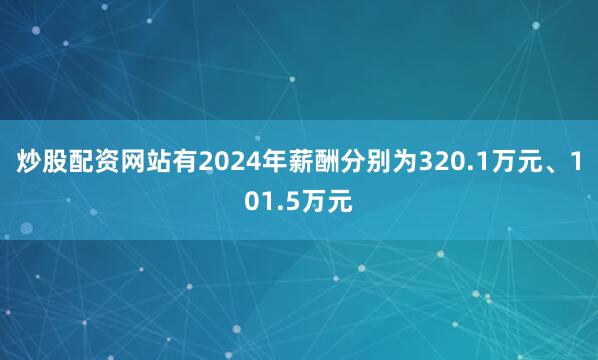炒股配资网站有2024年薪酬分别为320.1万元、101.5万元